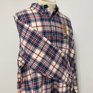 NWT The Foundry Red White Blue Plaid Flannel 4XLT